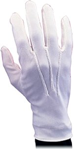 Fancy Dress Costumes - Pair White Ribbed Gloves
