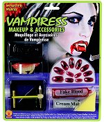 Includes fingernails, fake skin, false teeth, fake blood, cream makeup and pallete.