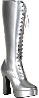 Unbranded Fancy Dress Costumes - Women Lace-Up Platform Boots - Silver Size 4.5