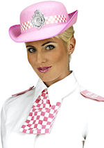 Includes pink scarf on elastic and epaulettes.