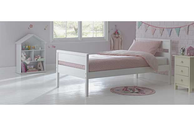 Unbranded Faris White Single Bed Frame with Elliott Mattress