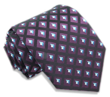 Unbranded Fashion Purple Blue Squares Extra Long Tie