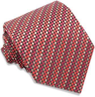 Unbranded Fashion Red Orange Gold Squares Extra Long Tie