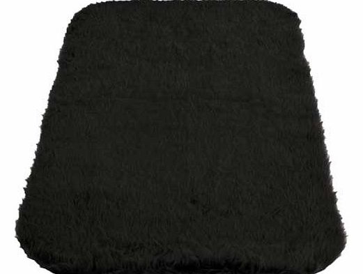 Unbranded Faux Fur Oblong Rug - Black - 75 x 120cm