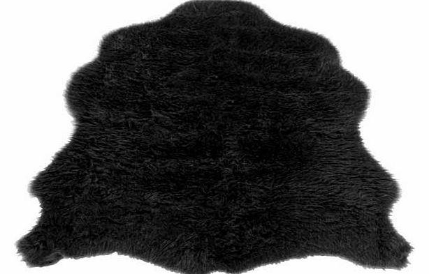 Unbranded Faux Fur Sheep Shape Rug - Black - 75 x 90cm
