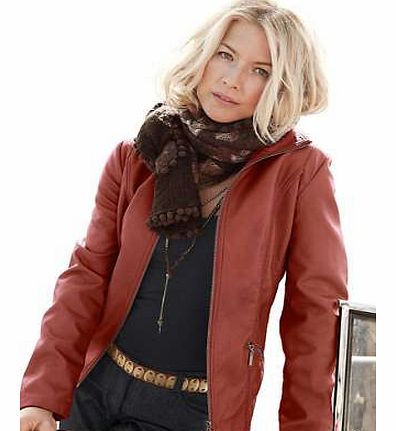 Ultra fashionable faux leather jacket with eye-catching seams and diagonal zip pockets. Jacket Features: Turn-down or stand-up collar Zip fastening Washable 100% Polyurethane Length approx. 62 cm (24 ins) (Size 16)