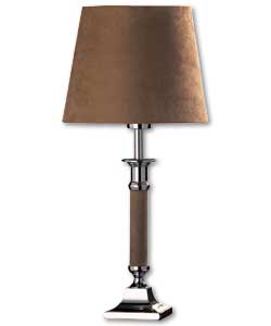 Faux Suede and Chrome Candlestick Table Lamp