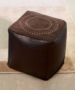 Faux Suede Cutwork Beancube Cover - Beige/Brown