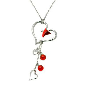 Unbranded Fine Silver Heart and Devil Tail Charm Necklace