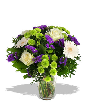 Magic Moments Cast a magic spell with white roses and gerbera daisies floating in a misty cloud of p