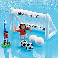 Inflatable floating goal and finger puppet to play