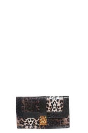 Unbranded Fiona Leopard Contrast Trim Oversized Clutch