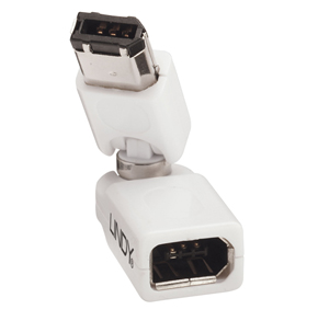 The 360° FireWire adapter has been designed to provide greater flexibility when connecting FireWire