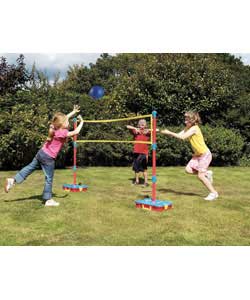 Contents;Junior swingball,soft tennis ball, volleyball, tailball, flying disc.Assembly required