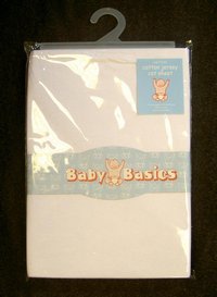 100% Cotton Jersey Fitted Cot Sheet in White. Fits standard 60 x 120 cot mattress