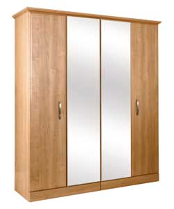 Unbranded Fitted Maple 4 Door Wardrobe with Central Mirror