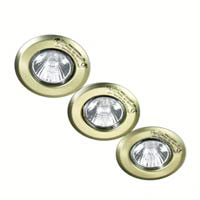 Fixed 3 Dimmable Halogen Downlight Satin Brass Effect