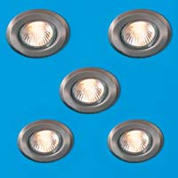 Fixed 5 Dimmable Halogen Downlights Satin Chrome Effect