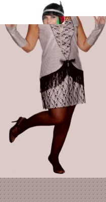 Flapper 20s Charleston Dress Silver Fuller Figure