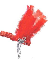 Unbranded Flapper Headdress - Red with Feather