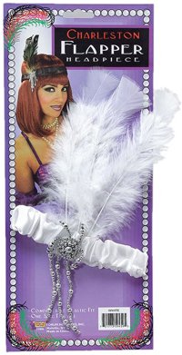 Unbranded Flapper Headdress - White with Feather