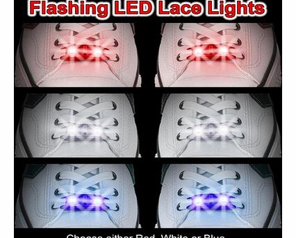 Flashing LED Lace LightsThese Flashing LED Lace Lights are available in three ultra bright colours of Red, White and Blue.Simply slide the little lights onto your shoe laces, re-lace your shoe, then watch as the lights flash every time you take a ste