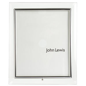 Simple, elegant, flat glass photograph frames with silver-coloured metal trim.