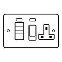 Flat Plate Chrome Cooker Control with Neons and Socket 45A with White Inserts