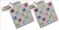 Unbranded Flat Square Crystal Cufflinks by Ian Flaherty