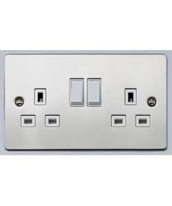 Unbranded Flateplate Stainless Double Switched Socket