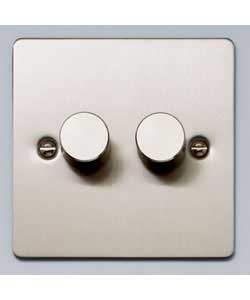 Unbranded Flatplate Stainless Steel Double Dimmer Switch
