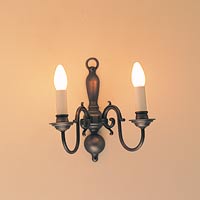 Flemish Double Wall Light Antique Brass Effect