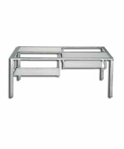 Floating Rectangular Glass and Metal Coffee Table