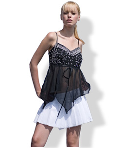 Floaty Embroidered Cami Black 08