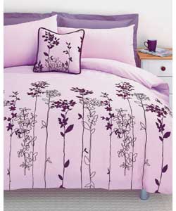 Flock Sprigs Double Duvet Cover Set - Pink