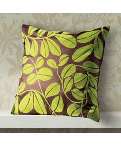 Unbranded Flocked Leaf Cushion - Green