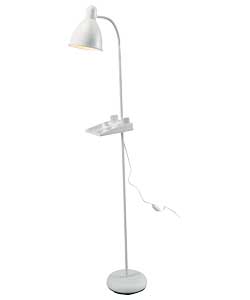 Energy saving craft floor lamp in white finish with accessory tray.Supplied with energy saving ES 11