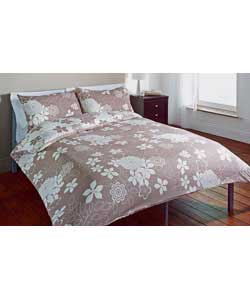 Floral Bunch King Size Duvet Cover Set - Mocha