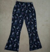 Black bootleg stretchy leggings with pretty floral pattern in pink