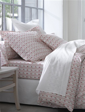 FLORINE Printed Cotton Percale Duvet Cover. This duvet cover features a charming floral print and narrow stripes.100% cotton percale (57 threads/cm2). Tuck-in flap.To see the matching fitted sheet click here. To see the matching pillowcase click here