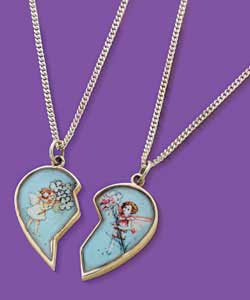 Flower Fairies Sterling Silver Split Heart Pendant