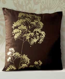 Unbranded Foil Sprig Cushion - Gold