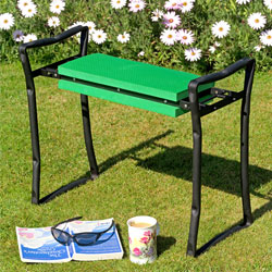 Dual usage: use either as a handy garden seat or turn it upside down and use as a kneeler Fold flat 
