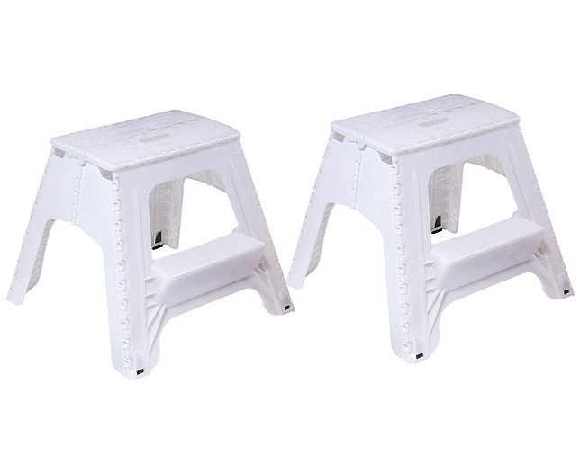 Unbranded Folding 2 Step-Up Stool - Pair - White