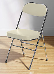 Folding Chrome Chair with Cream PVC Seat and Back