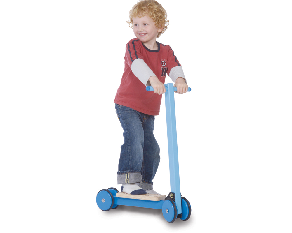 Simply designed in quality wood, this classic scooter folds completely flat for easy storage or trav