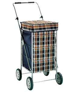 Unbranded Folding Shopping Trolley - Navy Check