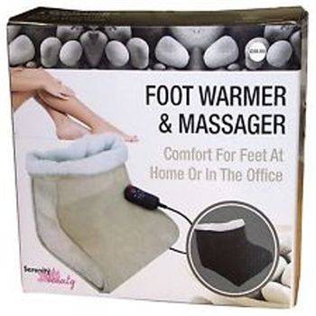 Foot Warmer and Massager - BlackThese fleece-lined massaging foot warmers are perfect for cold, winter nights and can be used anywhere in the home. They are equipped with a massaging motor and three temperature settings which can be adjusted using a 