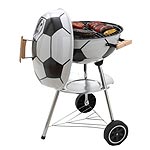 Charcoal BBQ with enamelled lid and bowl. 44cms. diameter chrome-plated cooking grill. With wheels
