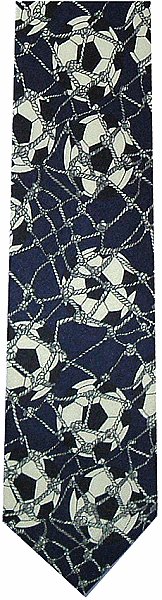 A great football tie with footballs and goalnets on a navy background